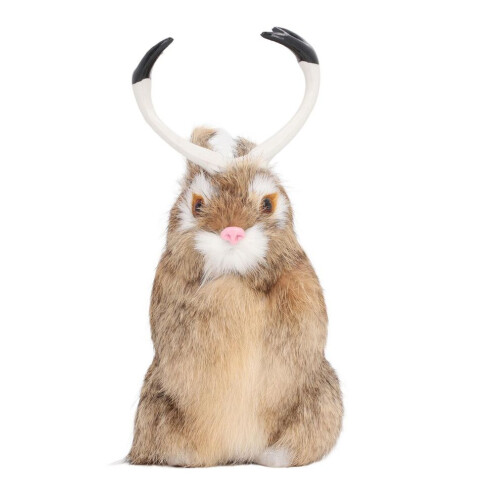 Cute Brown Simulation Rabbit Ornament, Plush Home & Office Decor 1