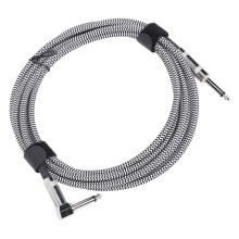 Nylonflätad 6,5 mm gitarrkabel 3 m rätvinklig till rak vit svart