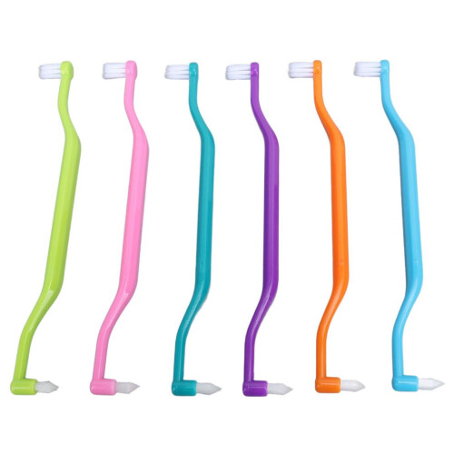 12Pcs Double Sided Cat Toothbrushes, Curved Handle, 6 Colors 1