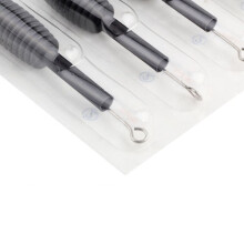 Set van 10 wegwerp tattoo tips en grips, roestvrijstalen naalden, 19 mm handvat