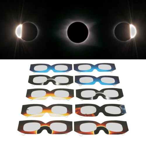10Pcs Solar Eclipse Viewing Glasses Bright Shades for Safe Sun Observation