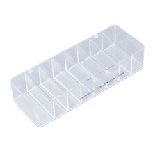 Multifunktionale Kabelbox aus Kunststoff, 8 Fächer, transparent, 26,4 x 9,6 x 5,3 cm