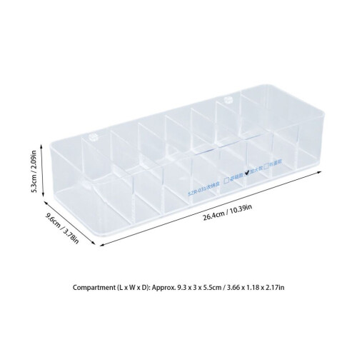 Multifunctional Plastic Cable Organizer Box, 8 Compartments, Transparent, 26.4x9.6x5.3cm 1