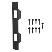 Heavy Duty Metal Latch Plate Reinforcer DualHole Design Black 51/2 To 6Inch Door Handle Latches Deadbolts Compatible