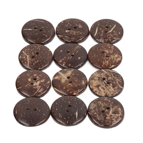 50pcs Wooden Buttons Round Coconut Texture Double 1