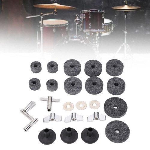 23-Piece Cymbal Replacement Set with Felt Pads, Nuts, Washers — Gray