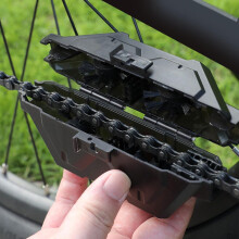 Draagbare fietskettingreiniger/schrobber van ABS, geschikt voor mountainbiken.