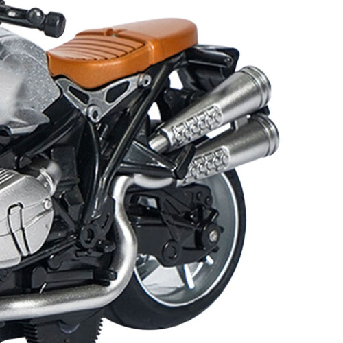 1:12 Scale Alloy Pull Back Motorcycle Model with Music Lights Silver Black 2