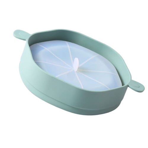 Green Silicone Microwave Popcorn Maker with Handle 1.5L Foldable & Heatproof