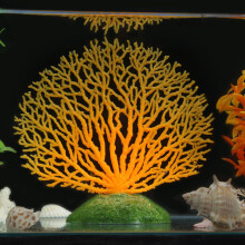 Plantes coralliennes artificielles en plastique, ornement pour aquarium sous-marin, orange