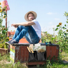 Faltbare, tragbare Gartenkniebank mit Knietasche und Werkzeugaufbewahrungstasche (Schwarz)