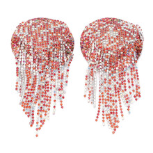 Cubrepezones reutilizables de PU y PET con diamantes de imitación para festivales, fiestas, clubes y