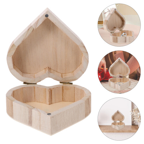 Holz Schmuckkästchen Herzform Mit Deckel Schmuck Organizer 2
