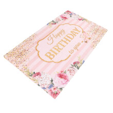 Bannière de fête rose « Joyeux anniversaire » en polyester, 120 x 180 cm
