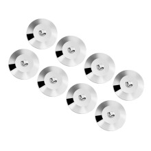 Set van 8 koperen schokabsorberende voetjes voor luidsprekers (25x4 mm), zilverkleurig.