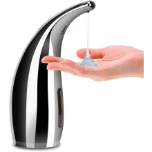 Elegant automatisk sæbedispenser, plastmateriale der sikrer holdbarhed, enkel betjening med infrarød bevægelsessensor, velegnet til områder med