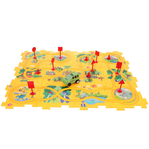 1 Set Dinosaurier Puzzle Spur Auto Spielset Kunststoff 2
