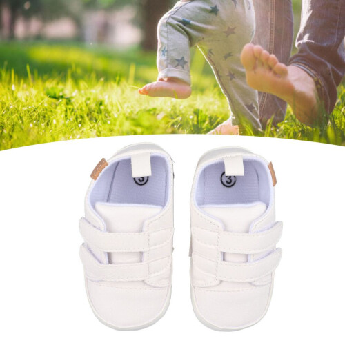 Baskets bébé en cuir PU, respirantes, blanches, taille 3