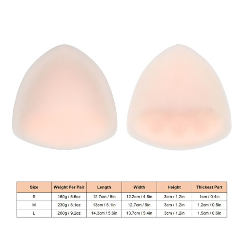 Silicone Triangle Bust Pad Groove Push-Up Insert White Skin S 1