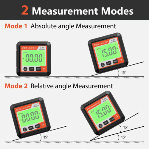 JD10 digitale hoekmeter/inclinometer, 4x90, rood/zwart/wit 2