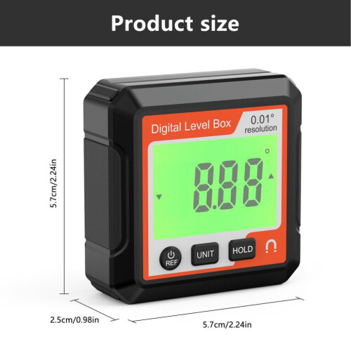 Digital Level Box with Magnet, 0.01-Range, ABS, Orange-White 1