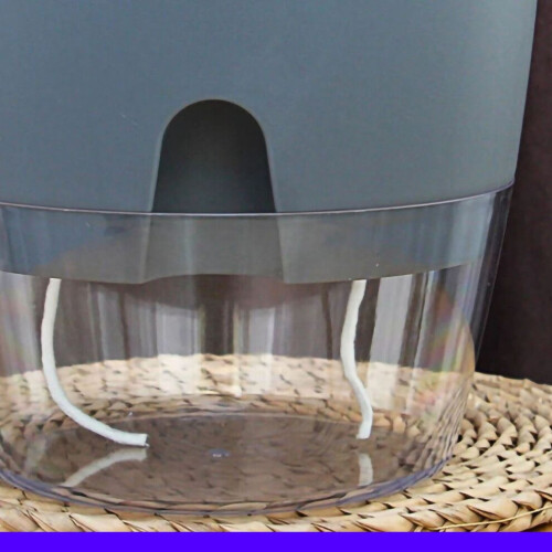 Large Transparent Double Layer Plastic Self Watering Flowerpot for Balcony, Grey 2