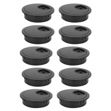 10 piezas de pasacables de escritorio ABS negro brillante