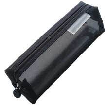 Transparent Mesh Pencil Case Black Practical Pen Holder