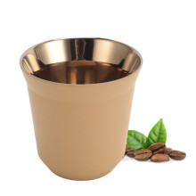 Taza de té de acero inoxidable de doble pared, reutilizable, 160 ml, color té con leche