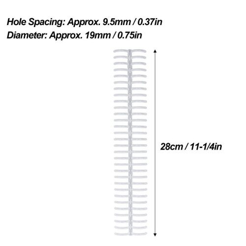 Durable 19mm 30 Ring Plastic Binding Spines - 150 Sheets Clear Design 1