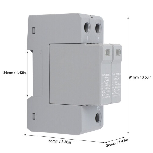 Surge Protector AC 385V 2P 40KA for DC Systems 35mm DIN Rail Mount 1