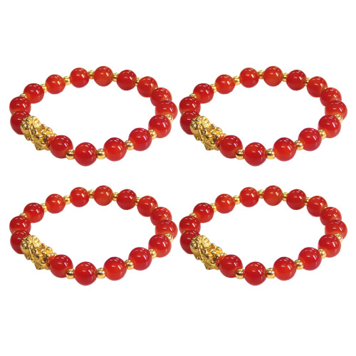 4Pcs Lightweight Red Agate Bracelets Durable Bangles for Women