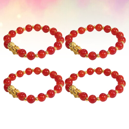 4Pcs Lightweight Red Agate Bracelets Durable Bangles for Women 2