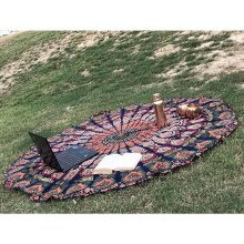 Tapete redondo para picnic de playa, de algodón y gasa, de verano, 150 x 150 cm