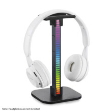 Soporte para auriculares RGB con 7 modos de iluminación, recargable tipo C, base antideslizante