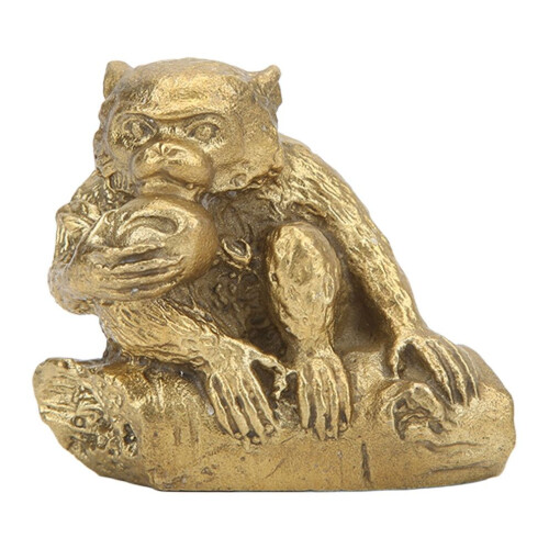 Vivid Brass Monkey Statue, 5.2cm Small Decorative Figurine 1