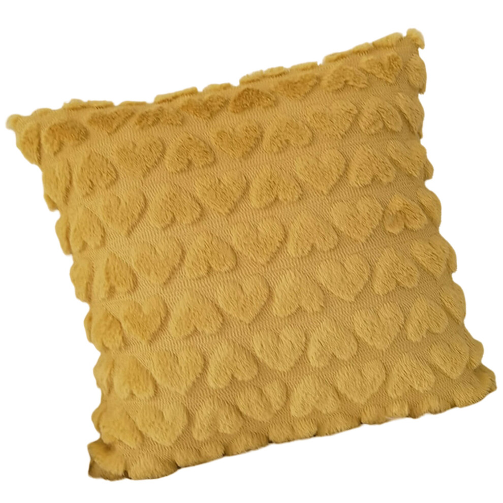 Plushes Heart Shape Pillow Cover Comfort Support-Yellow