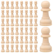 100 Pcs Unfinished Wooden Chess Pieces For Craft Decor