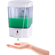 Vægmonteret sæbedispenser, enkel sæbedispenser til mennesker, automatisk med anti-lækagedyse for drypfri sæbe, berøringsfri batteridrevet