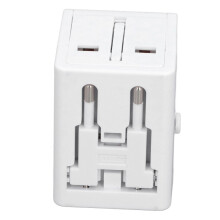 Universell reseadapter med USB A/C-portar – Vit, kompakt 61x55x45mm