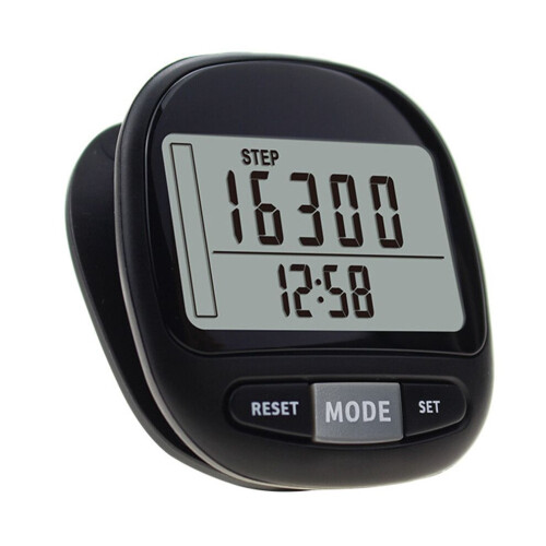 Compact Black LCD Step Counter, 99999 Steps, 26mm Thick