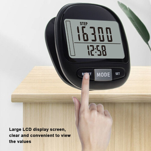 Compact Black LCD Step Counter, 99999 Steps, 26mm Thick 2