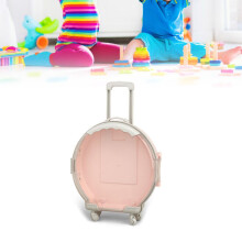 Children Toy Organizer Mini Round Suitcase with Wheels Light Pink 20x6.5x30.5cm