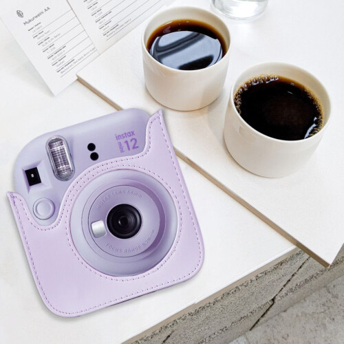 Instax Mini 12 Case: Premium PU Leather with Adjustable Shoulder Strap