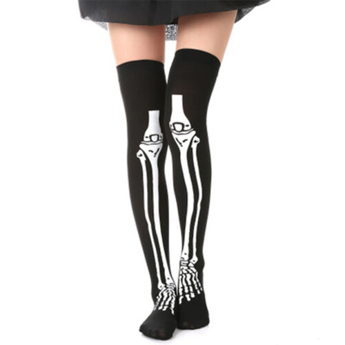 2 Paires Et Halloween Squelette Bas Cuisses 1