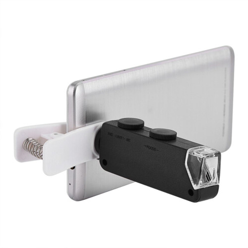 Objectif de microscope pour téléphone portable 60X-100X avec LED et clip 2