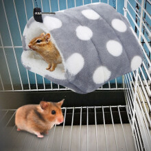 Grå Big Dot flanell Shu sammetsliknande hamsterhängmatta, M, 14x13x10cm