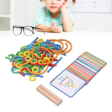 Rompecabezas creativo de palitos de madera y anillos | Juguete educativo para niños