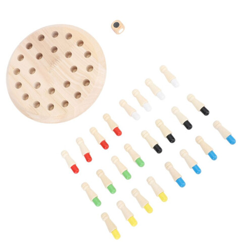 Färgmatchande träminnesschackspel för barn, 15,7 cm bräde