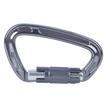 Duurzame karabijnhaak met vergrendeling voor rotsklimmen en yogahangmatten, 10 kN, 75 mm, zwart.